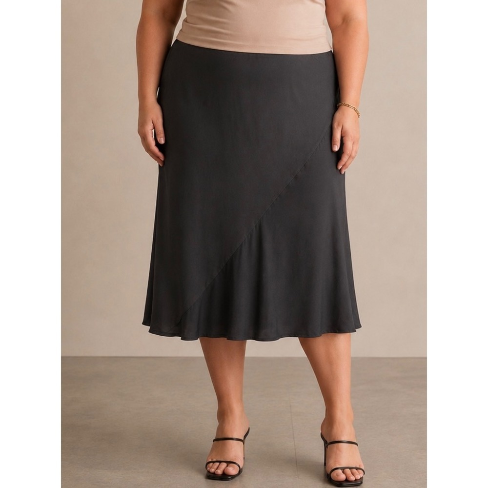 AVA & VIV Midi Skirt Womens sz 4X Black Rayon Elastic Waist whimsigoth witchy